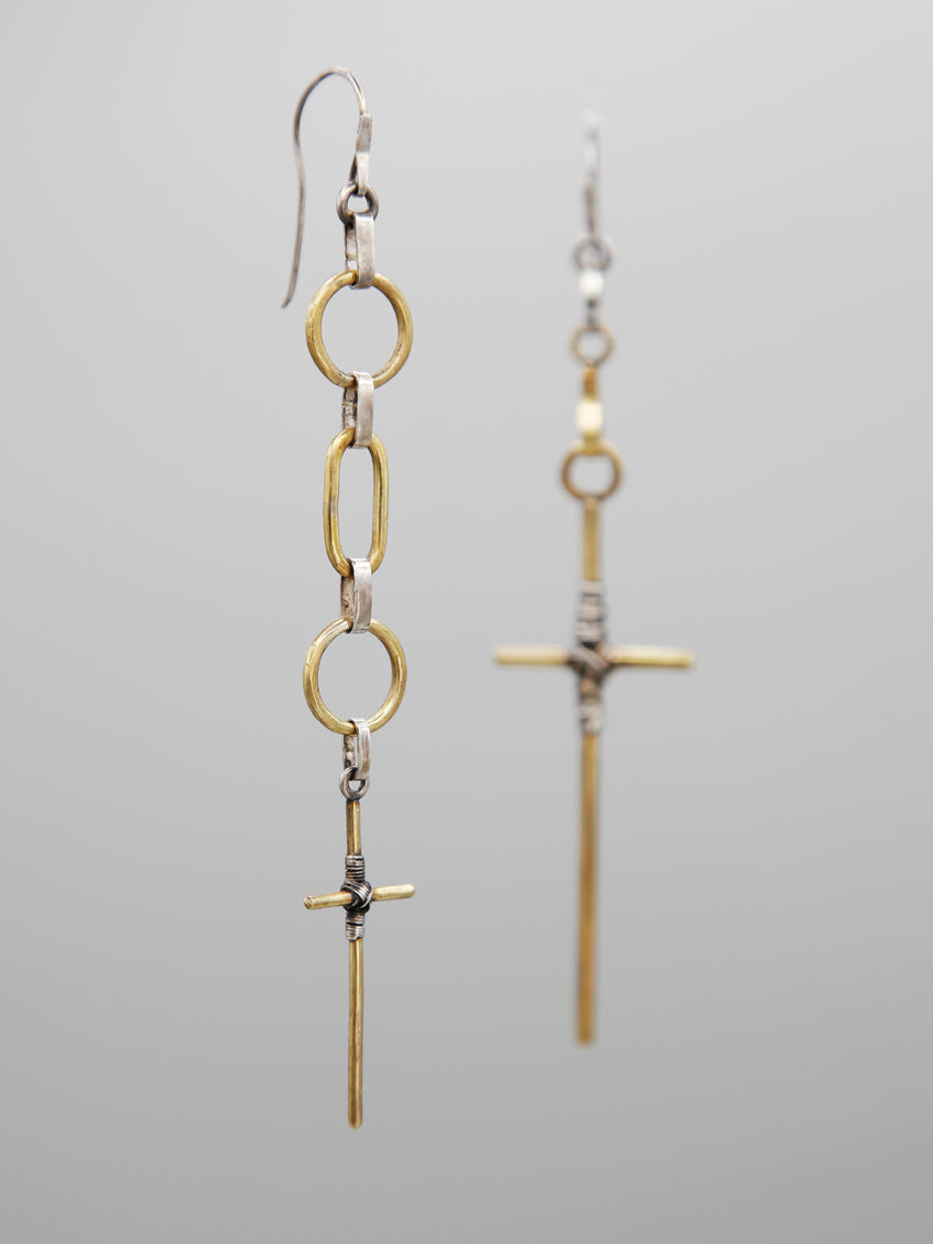 CROSS05- Boucles d'Oreilles Asymétriques