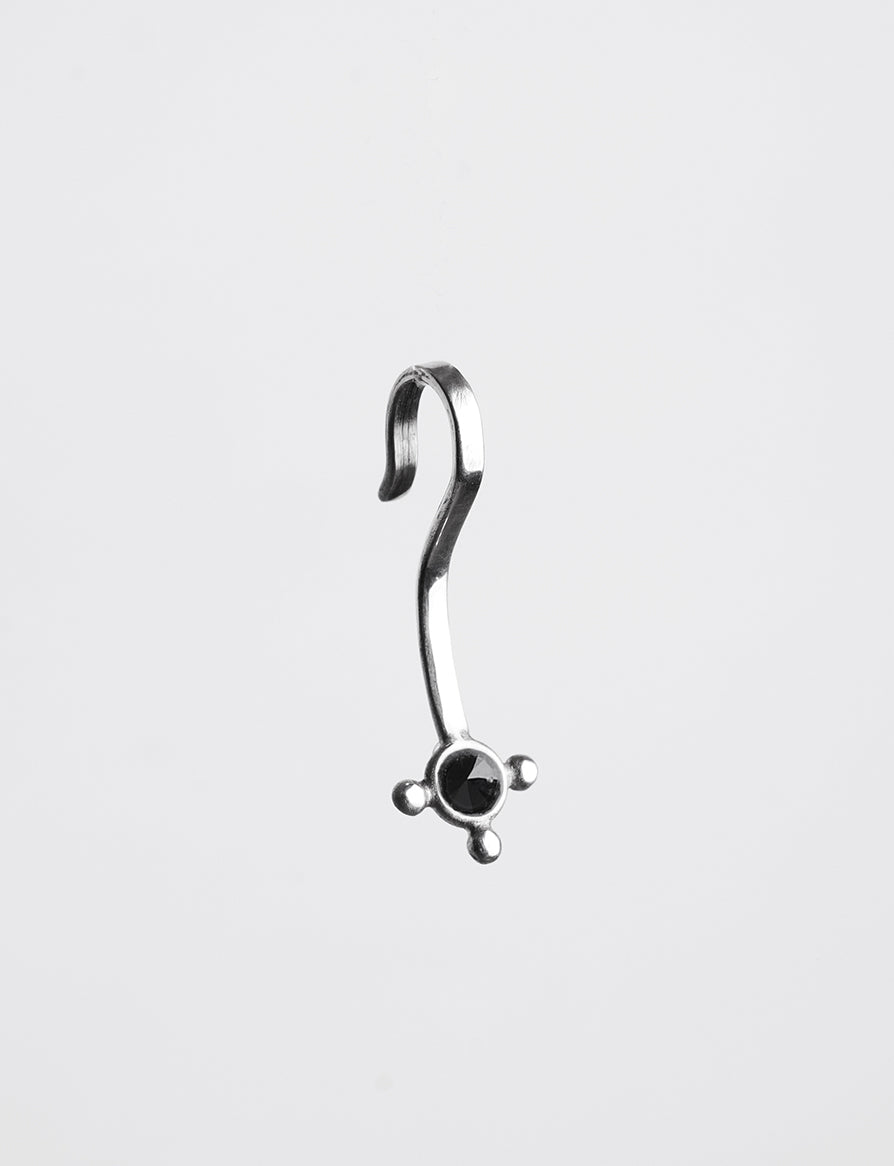 silver and black faceted crystal lip jewelry, clip on style