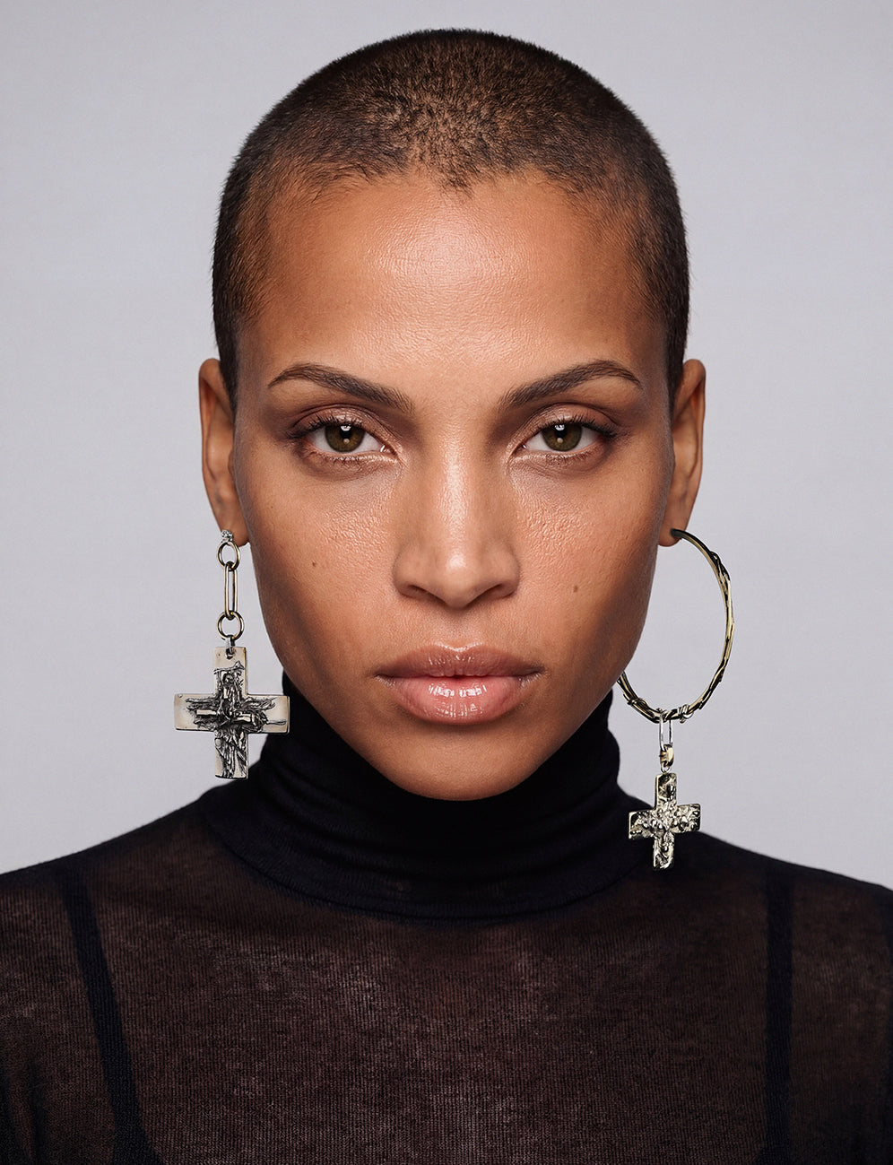 large asymmetrical gold earrings 