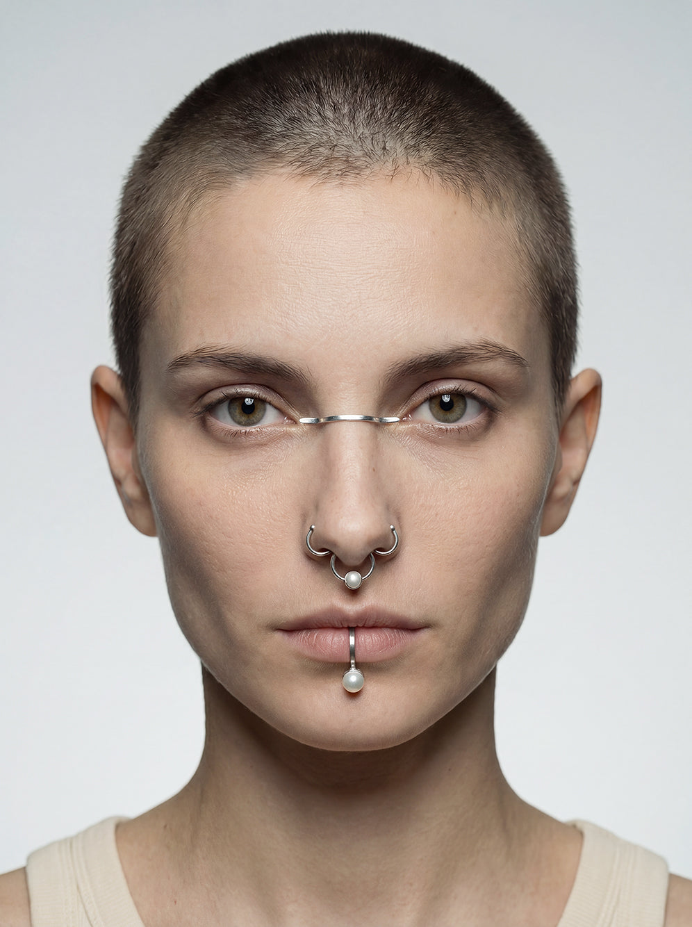 silver contemporary jewelry set with pearls