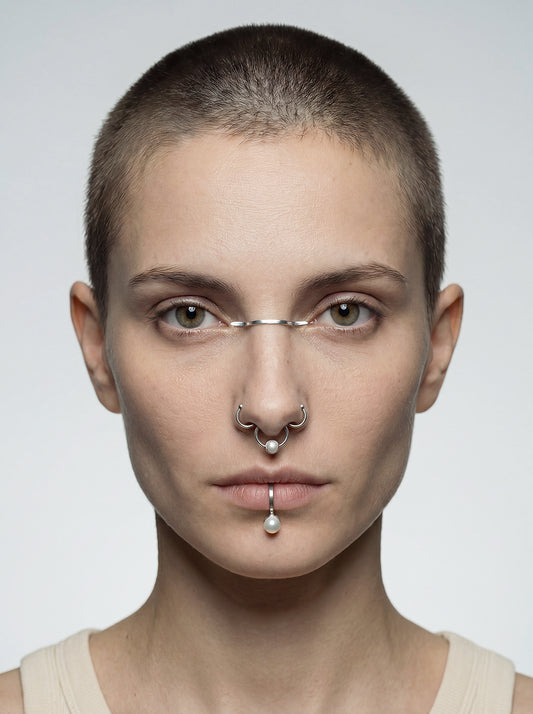 silver contemporary jewelry set with pearls