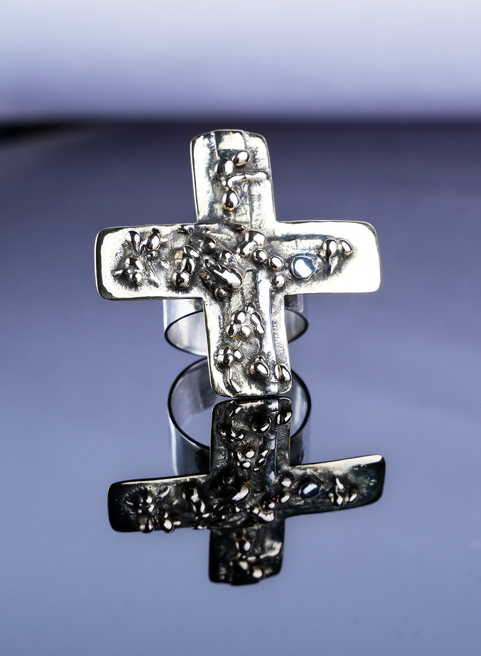 cross symbolism ring design, one of a kind adjustable