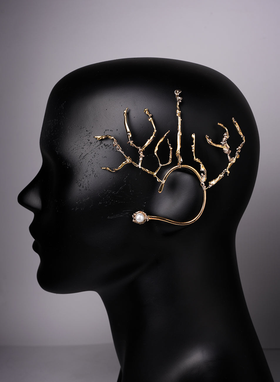 a very special piece of ear jewelry that covers a part of the head