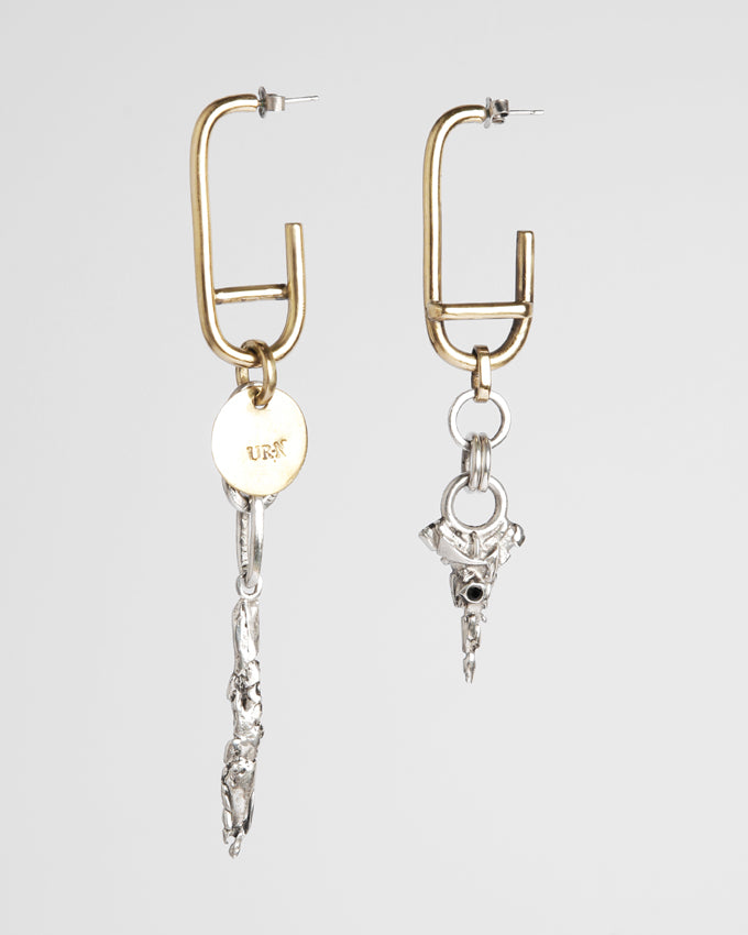 Silver and gold color asymetrical earrings