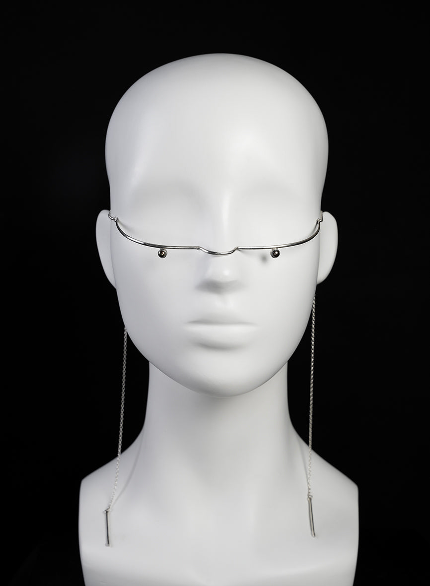 silver face jewelry with chains