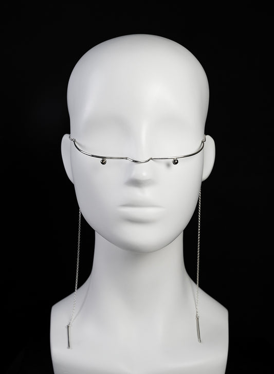 silver face jewelry with chains