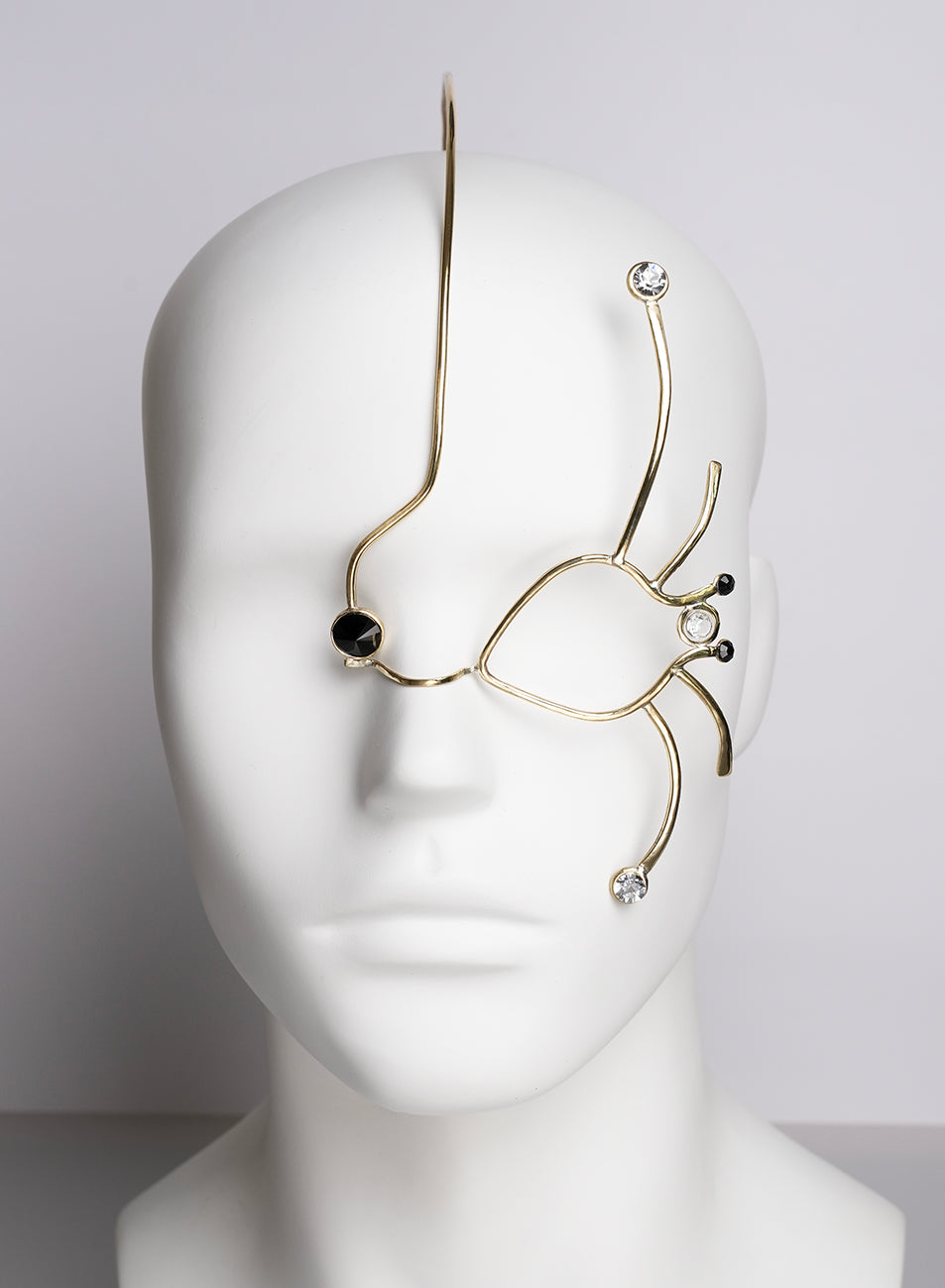 Unique face jewelry decorating the eyes with clear and black crystal