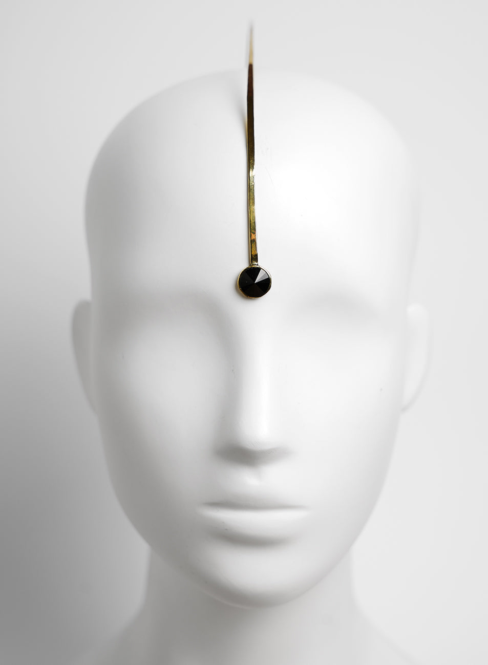 hancrafted face jewelry, gold color and black crystal forehead third eye  ecoration