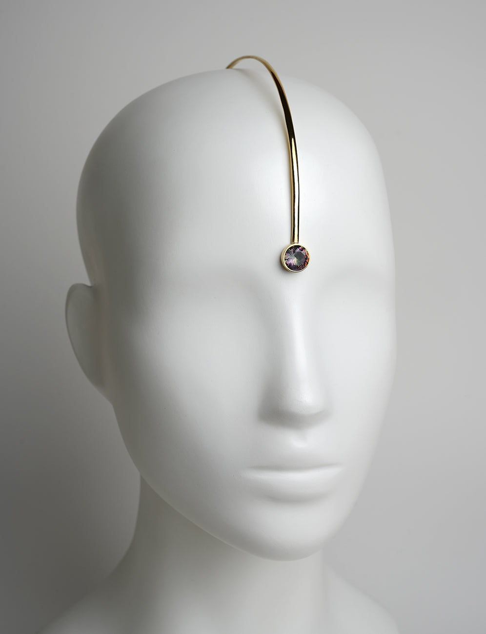 golden jewelry for the head who decorates the third eye location on the forehead