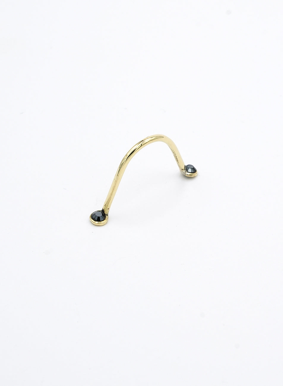 face jewelry that adapts to the nose bridge. No piercing jewelry, gold color and black crystals