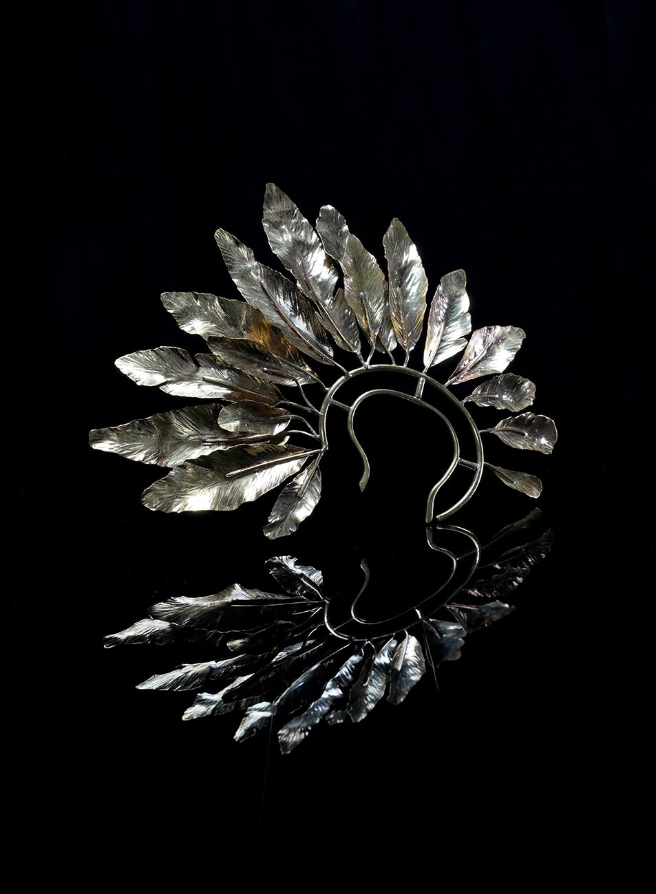 Extra-large gold ear cuff, jewelry for the ear and head