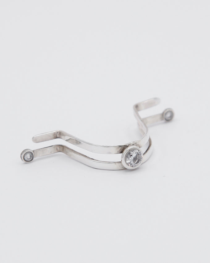 clip on nose jewelry in silver with clear crystals