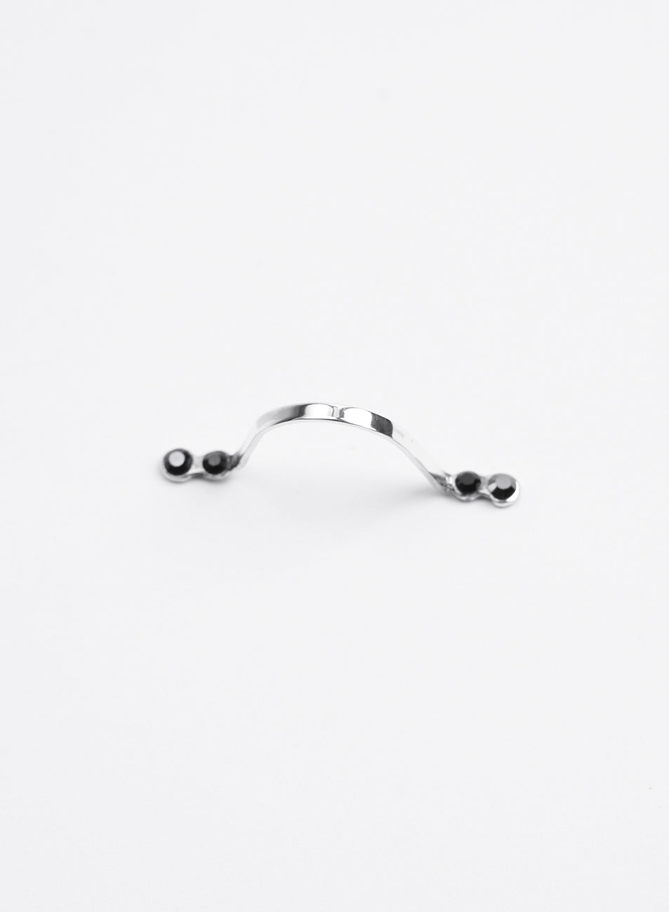 fake piercing nose bridge jewelry, in silver with Swarovski black crystals