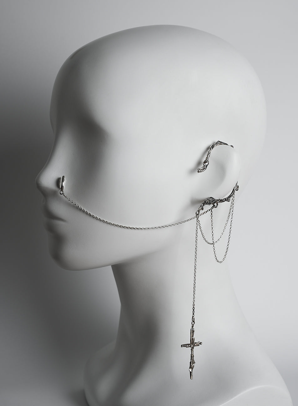 raw ear cuff, one of a kind jewelry, with chains
