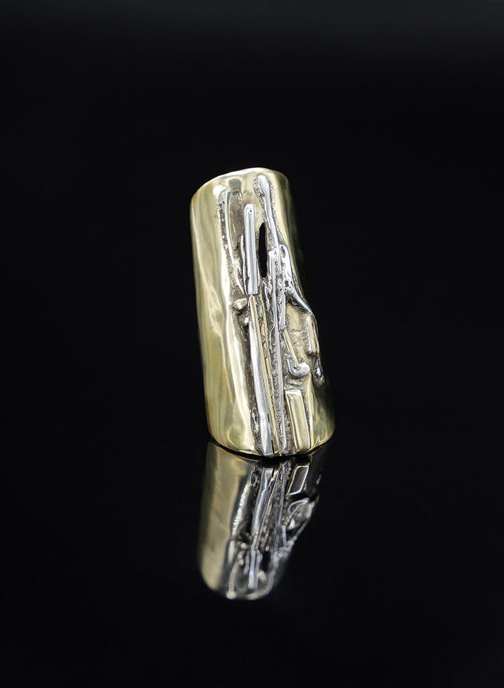 adjustable ring silver and golden color