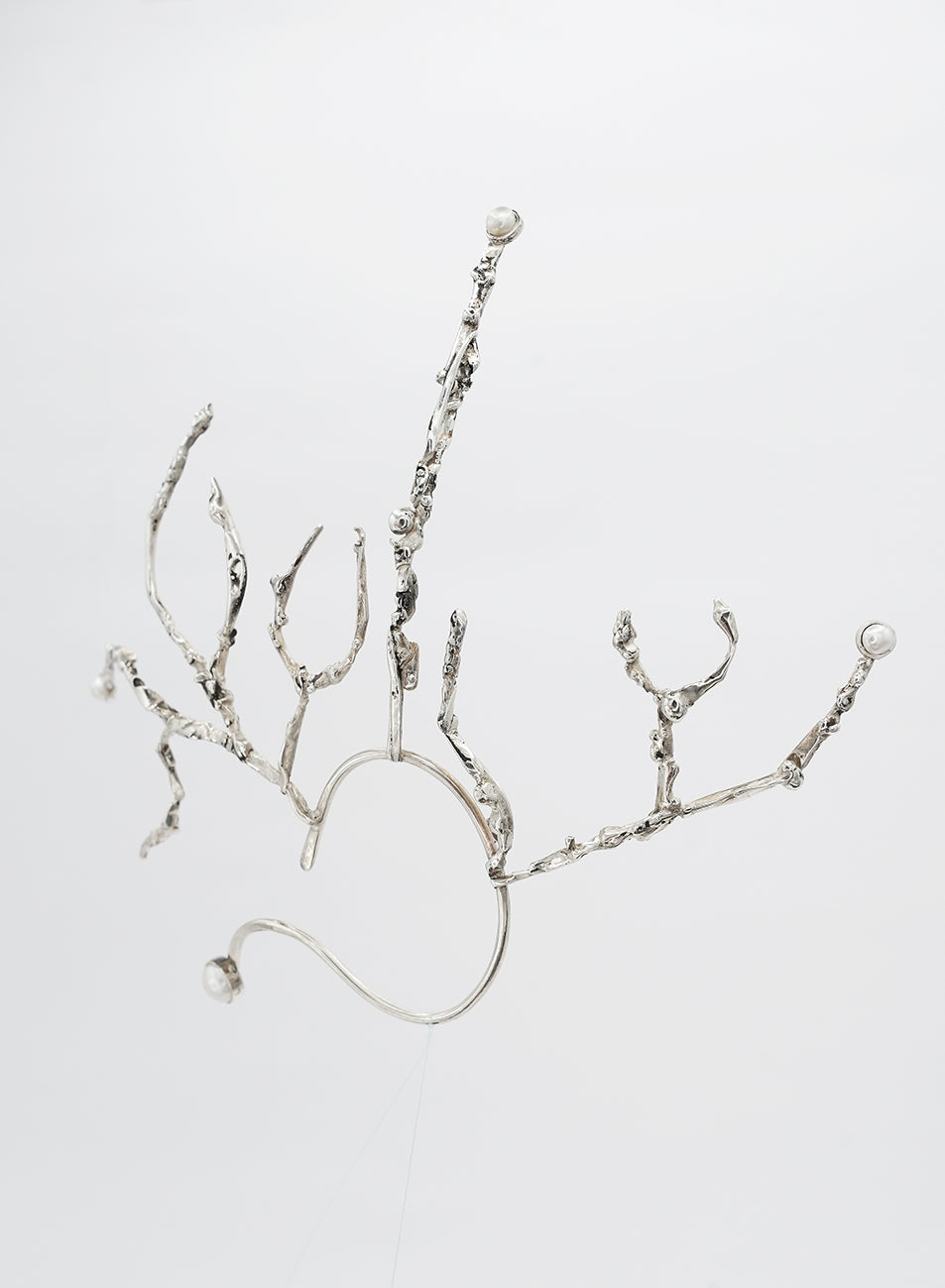 clip-on earring jewelry in silver, raw and organic with pearls