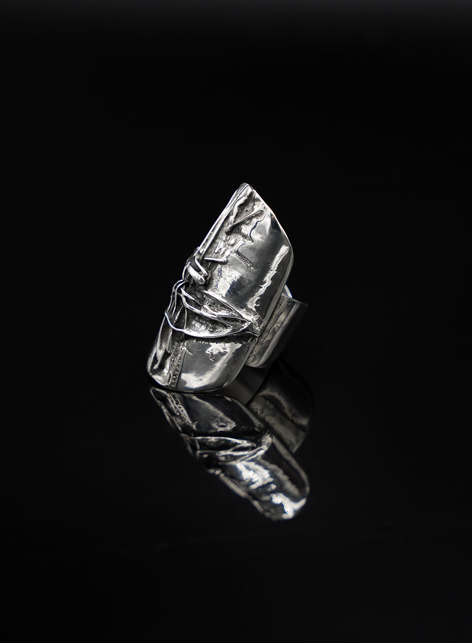 adjustable one of a kind silver ring with a unique design