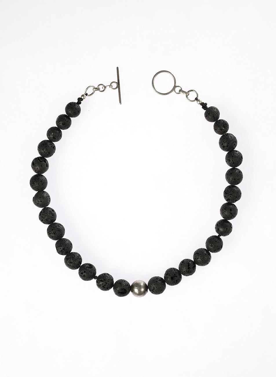 round choker necklace, black and silver