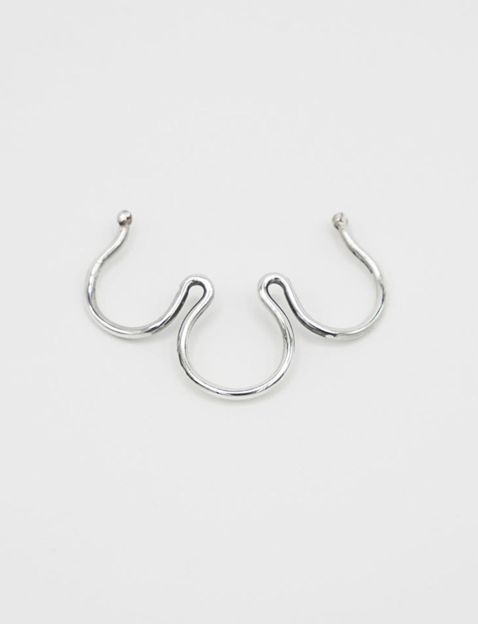 Silver septum ring no piercing handmade contemporary design.