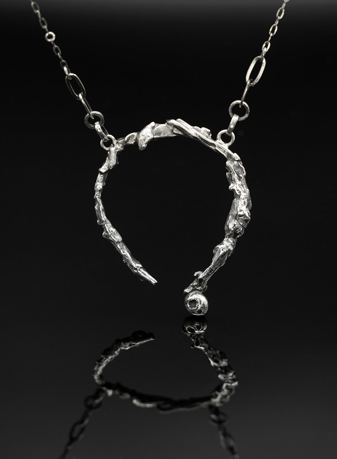 sculptural silver sterling pendant necklace, 