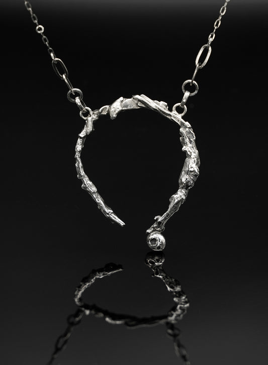 sculptural silver sterling pendant necklace, 