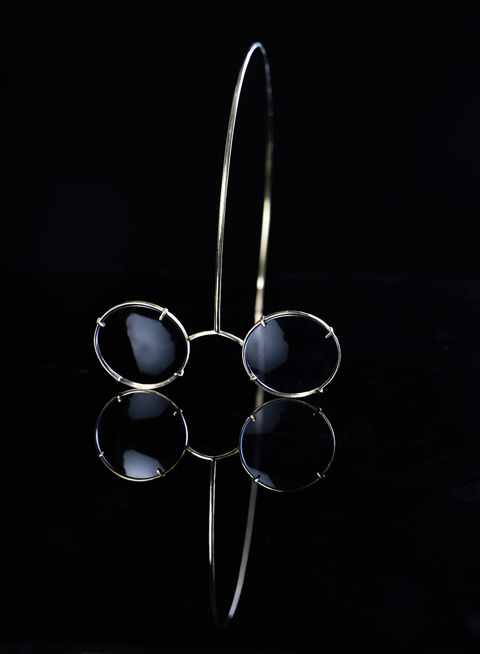 Perfect, one-of-a-kind contemporary eyewear design, sun glasses mounted on a face jewelry structure